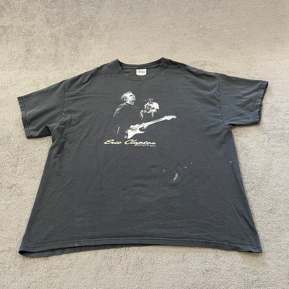 Eric Clapton Black Rock Music Graphic Concert Tour T-Shirt Hanes Men's Size 2XL